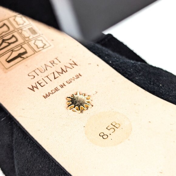 Stuart Weitzman Women Sky High Stretch Black Suede Platform Ankle Boots sz 8.5 - Picture 6 of 9